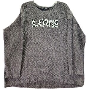 NWT Torrid Gray Black Knit Love Spell out Sweater Women's Sz 2X Popcorn Pullover